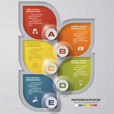 Basit & Düzenlenebilir 5 Adım grafik diyagramları şablon/grafik veya web sitesi düzeni.