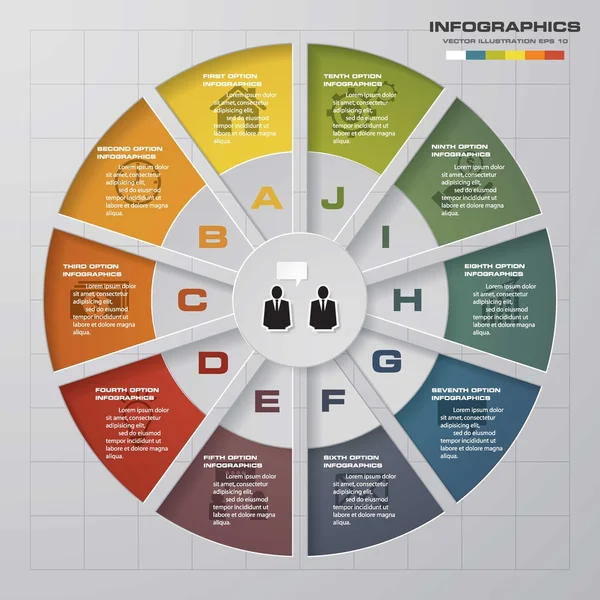 Infographic tasarım şablonu ve iş kavramı ile 10 seçenekleri.