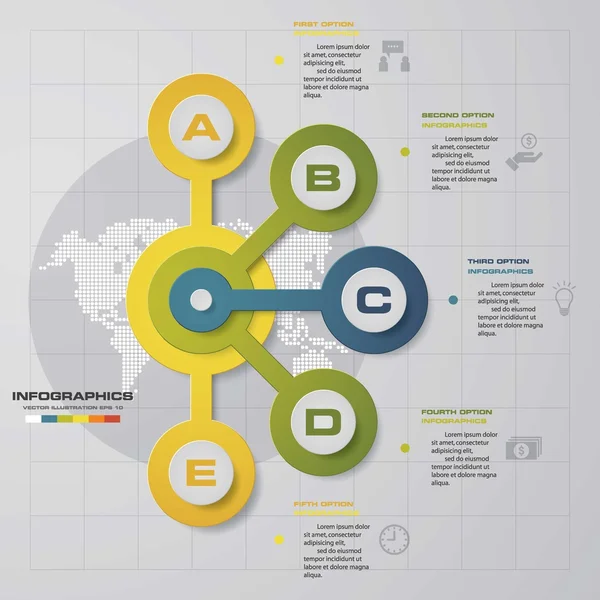 Imple & Editable 5 Adımlar grafik diyagramları şablon/grafik veya web sitesi düzeni. — Stok Vektör