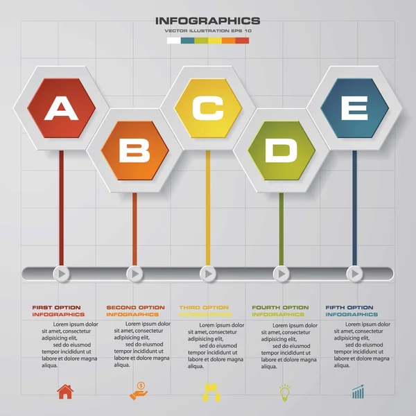 Infographie chronologique Modèle de conception vectorielle en 5 étapes . — Image vectorielle