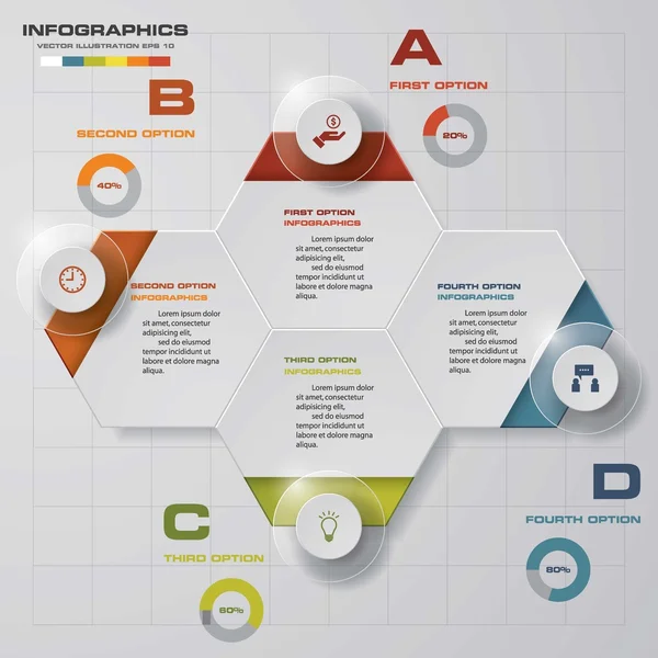 Abstract 4 steps infographics background. Number banners template. Vector. — 스톡 벡터