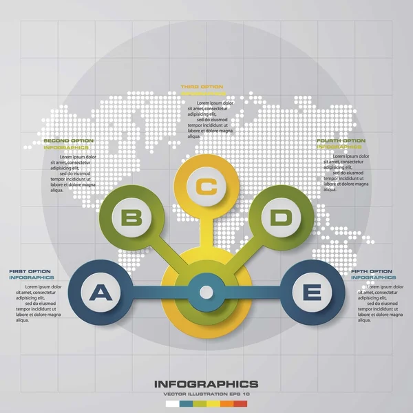 Simple & Editable 5 Steps grafik diyagramları şablonu. Vektör. — Stok Vektör