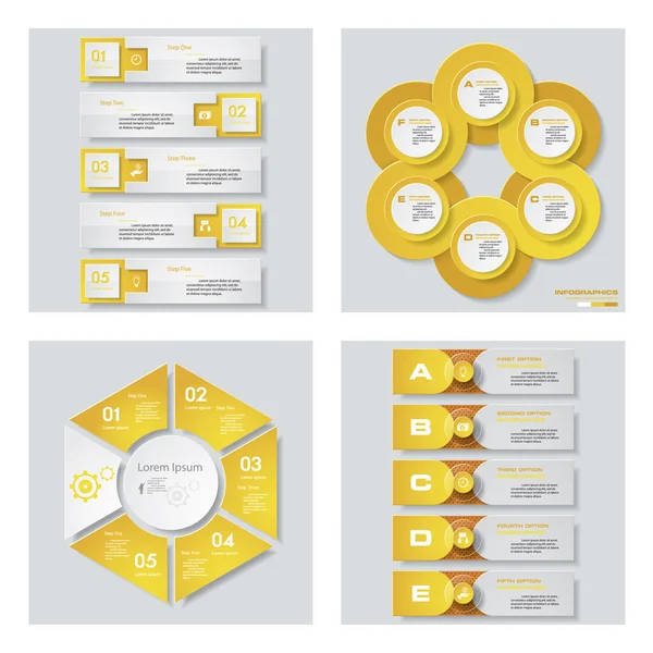 Colección de 4 plantillas de color amarillo / gráfico o diseño del sitio web. Fondo vectorial . — Vector de stock