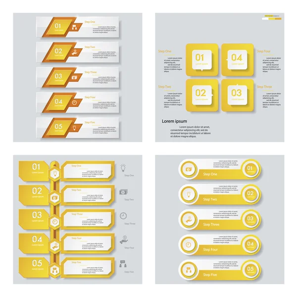 Colección de 4 plantillas de color amarillo / gráfico o diseño del sitio web. Fondo vectorial . — Vector de stock