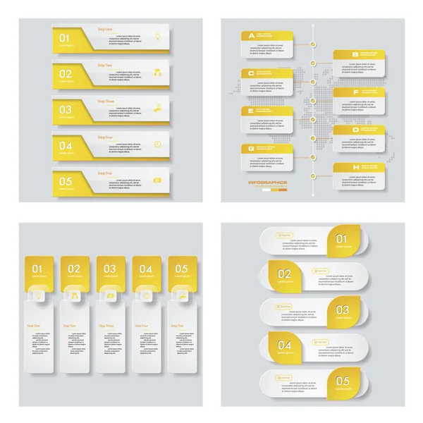 Collection of 4 yellow color template. Vector Background. For your idea and presentation. — Stock Vector
