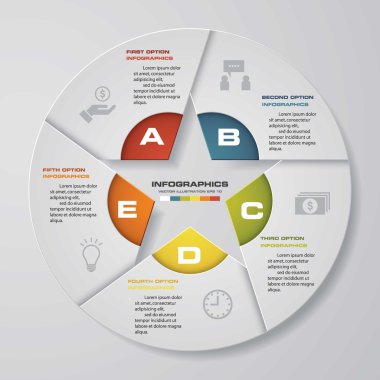 Soyut 5 adım infographis öğeler. Vektör çizim.