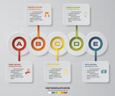 5 adım zaman çizelgesi Infographic iş tasarımı için.