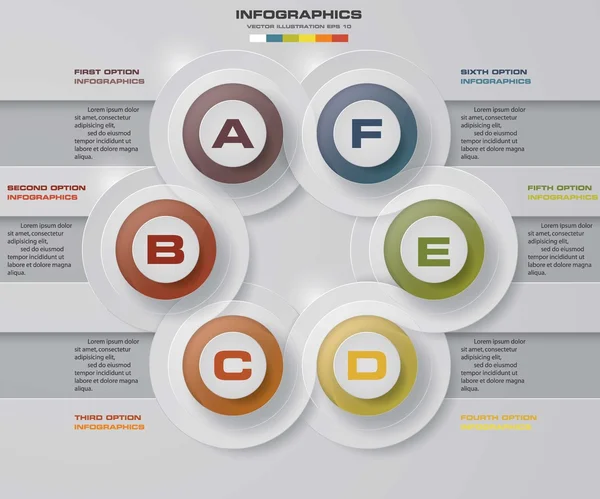 Resumen 6 pasos infographis elements.Vector ilustración . — Archivo Imágenes Vectoriales