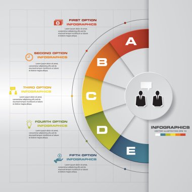 Soyut 5 adım iş sunu şablonu. Tasarım temiz sayı afiş şablonu. Vektör.