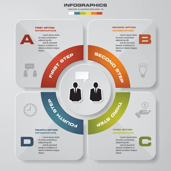 Résumé Modèle en 4 étapes avec espace libre pour votre exemple de texte & données . — Image vectorielle