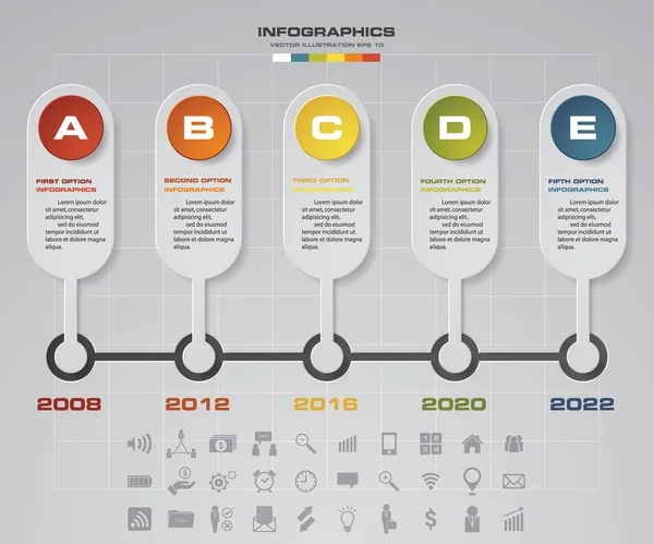 Infographie chronologique en 5 étapes pour la conception d'entreprise . — Image vectorielle