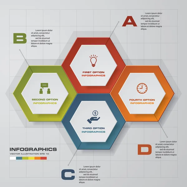 4 kroki infographis elementy abstrakcyjne. Ilustracja wektorowa. — Wektor stockowy