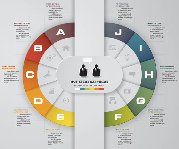 Modelo de design infográfico e conceito de negócio com 10 opções, peças, etapas ou processos . — Vetor de Stock