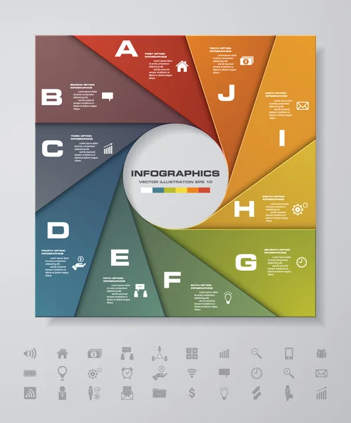 Векторная инфографика 10 шагов круглый шаблон баннера . — стоковый вектор