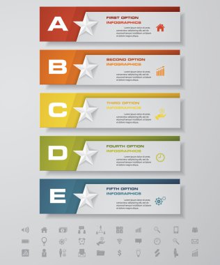 Tasarım yıldız numarası afişşablonu. iş simgeleri kümesi ile.