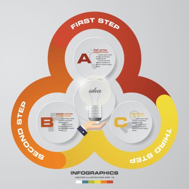 3 seçenek, parça, adım veya işlemle infografik tasarım şablonu ve iş konsepti. 
