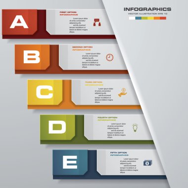 Soyut 5 adım iş sunu şablonu. Tasarım temiz sayı afiş şablonu. Vektör.