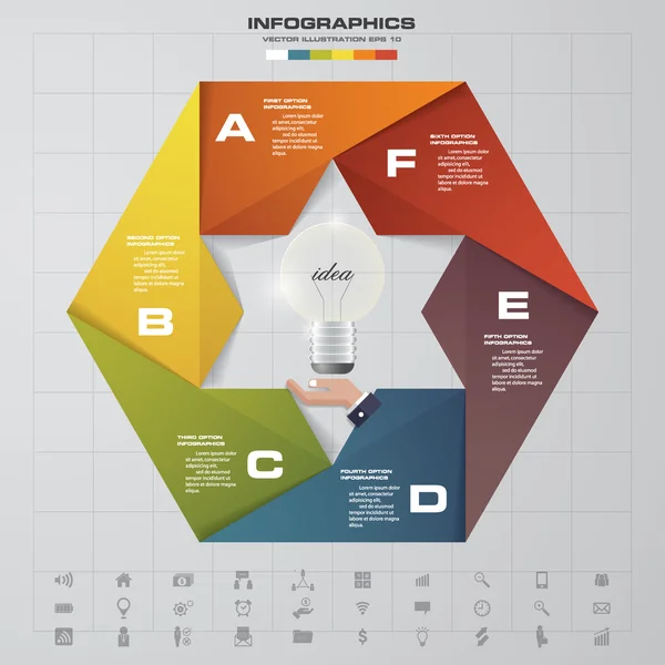 Resumen 6 pasos infographis elements.Vector ilustración . — Archivo Imágenes Vectoriales