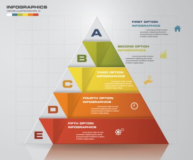 Soyut 5 adımpiramit şekil düzeni. örnek metin şablonu için boş alan ile. Vektör. Eps10.