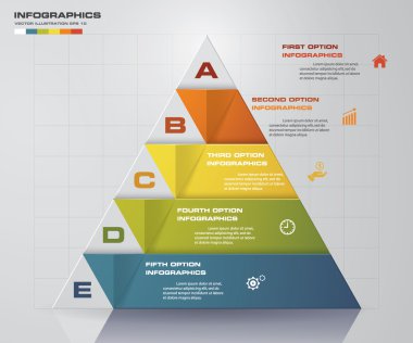 Soyut 5 adımpiramit şekil düzeni. örnek metin şablonu için boş alan ile. Vektör. Eps10.