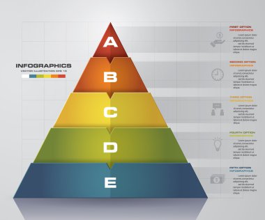 Soyut 5 adımpiramit şekil düzeni. örnek metin şablonu için boş alan ile. Vektör. Eps10.