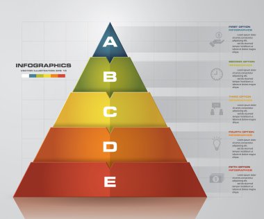 Soyut 5 adımpiramit şekil düzeni. örnek metin şablonu için boş alan ile. Vektör. Eps10.
