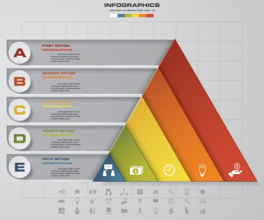 Soyut 5 adımpiramit şekil düzeni. örnek metin şablonu için boş alan ile. Vektör. Eps10.
