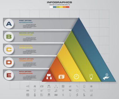 Soyut 5 adımpiramit şekil düzeni. örnek metin şablonu için boş alan ile. Vektör. Eps10.