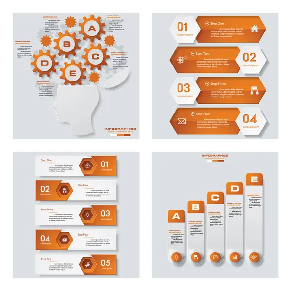 Coleção de 4 modelo de cor laranja / gráfico ou layout do site. Contexto do vetor . —  Vetores de Stock