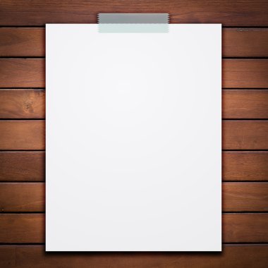 ahşap doku arka plan boş beyaz kağıt levha sopa.