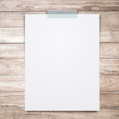 ahşap doku arka plan boş beyaz kağıt levha sopa.