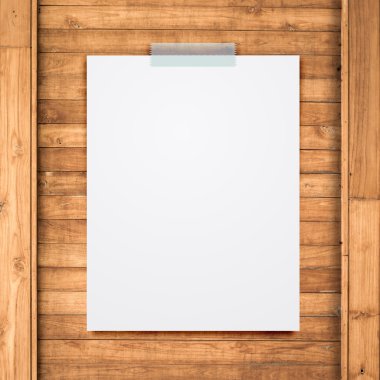 ahşap doku arka plan boş beyaz kağıt levha sopa.