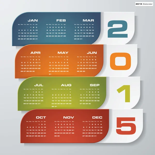 Einfacher editierbarer Vektorkalender 2015 — Stockvektor