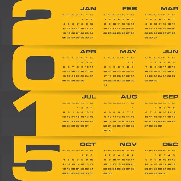 Простой редактируемый векторный календарь 2015 — стоковый вектор