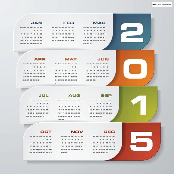 Simple editable vector calendar 2015 — Stock Vector