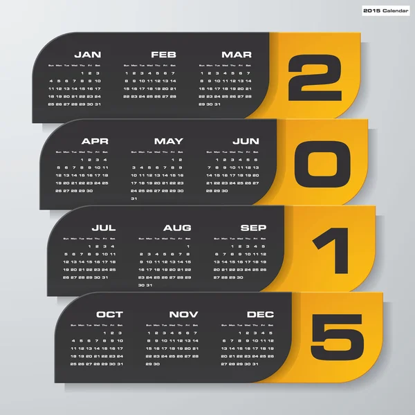 Calendario vectorial editable simple 2015 — Vector de stock