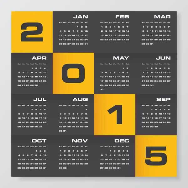 Enkla redigerbara vektor kalender 2015 — Stock vektor