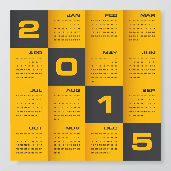 Enkla redigerbara vektor kalender 2015 — Stock vektor