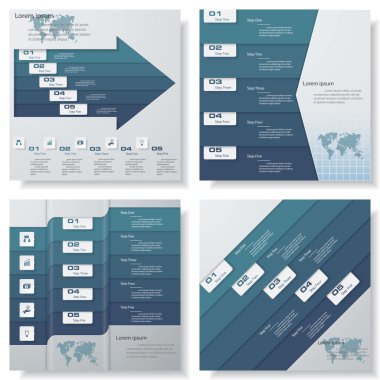 4 mavi renk şablon koleksiyonu. Vektör arka plan. Fikir ve sunum için.