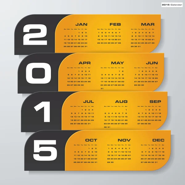 Enkla redigerbara vektor kalender 2015 — Stock vektor