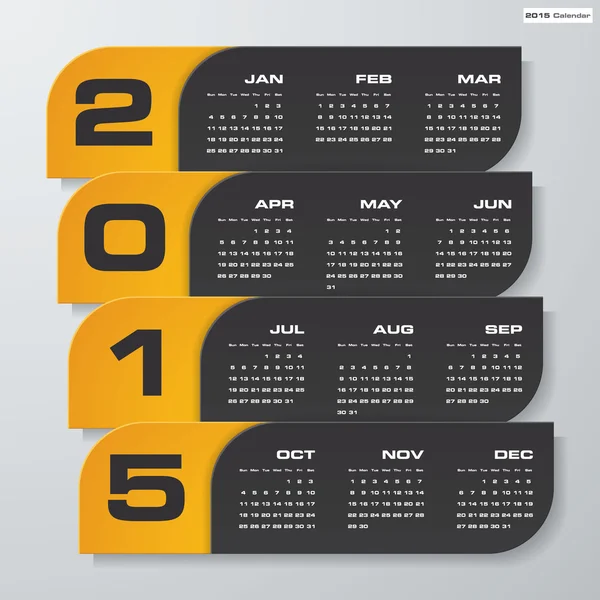 Enkla redigerbara vektor kalender 2015 — Stock vektor