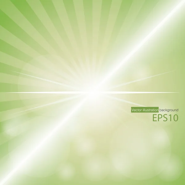 Empty Green Color Background With Sunburst at the left side. — Stock Vector