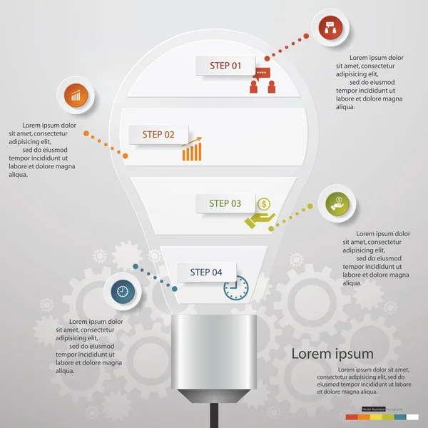 Design Business Chart 4 Steps Diagram in Light Bulb Shape. — Wektor stockowy