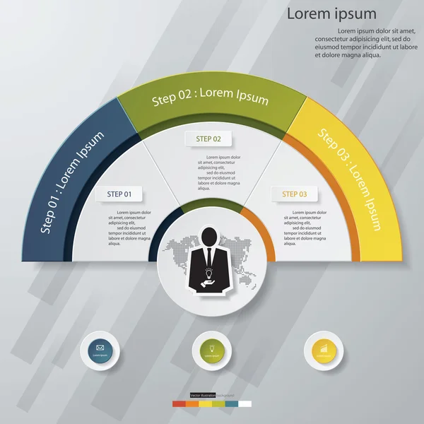 3 langkah proses. Elemen desain abstrak yang sederhana dan dapat diedit. Vektor . - Stok Vektor