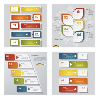 4 tasarım şablonu/grafik veya Web sitesi düzeni topluluğu. Vektör arka plan.