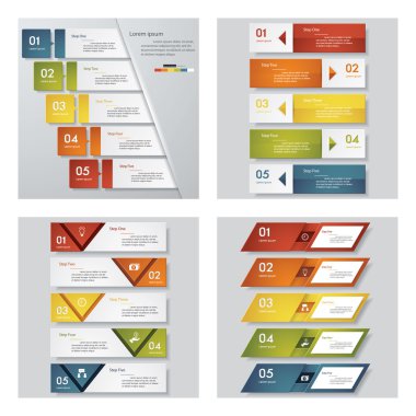 4 tasarım şablonu/grafik veya Web sitesi düzeni topluluğu. Vektör arka plan.