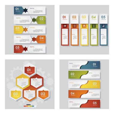 4 tasarım şablonu/grafik veya Web sitesi düzeni topluluğu. Vektör arka plan.