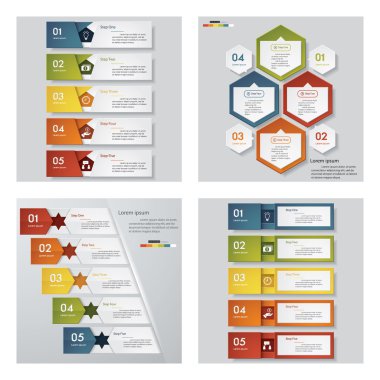 4 tasarım şablonu/grafik veya Web sitesi düzeni topluluğu. Vektör arka plan.