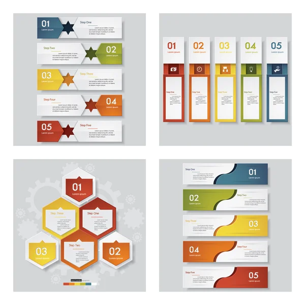 4 tasarım şablonu/grafik veya Web sitesi düzeni topluluğu. Vektör arka plan.