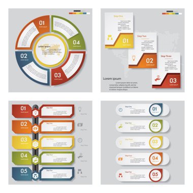 4 tasarım şablonu/grafik veya Web sitesi düzeni topluluğu. Vektör arka plan.